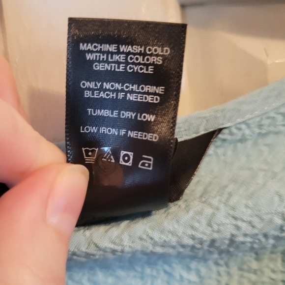 Ali Miles Aqua Light Blue Crinkle Top Blouse - Picture 6 of 6